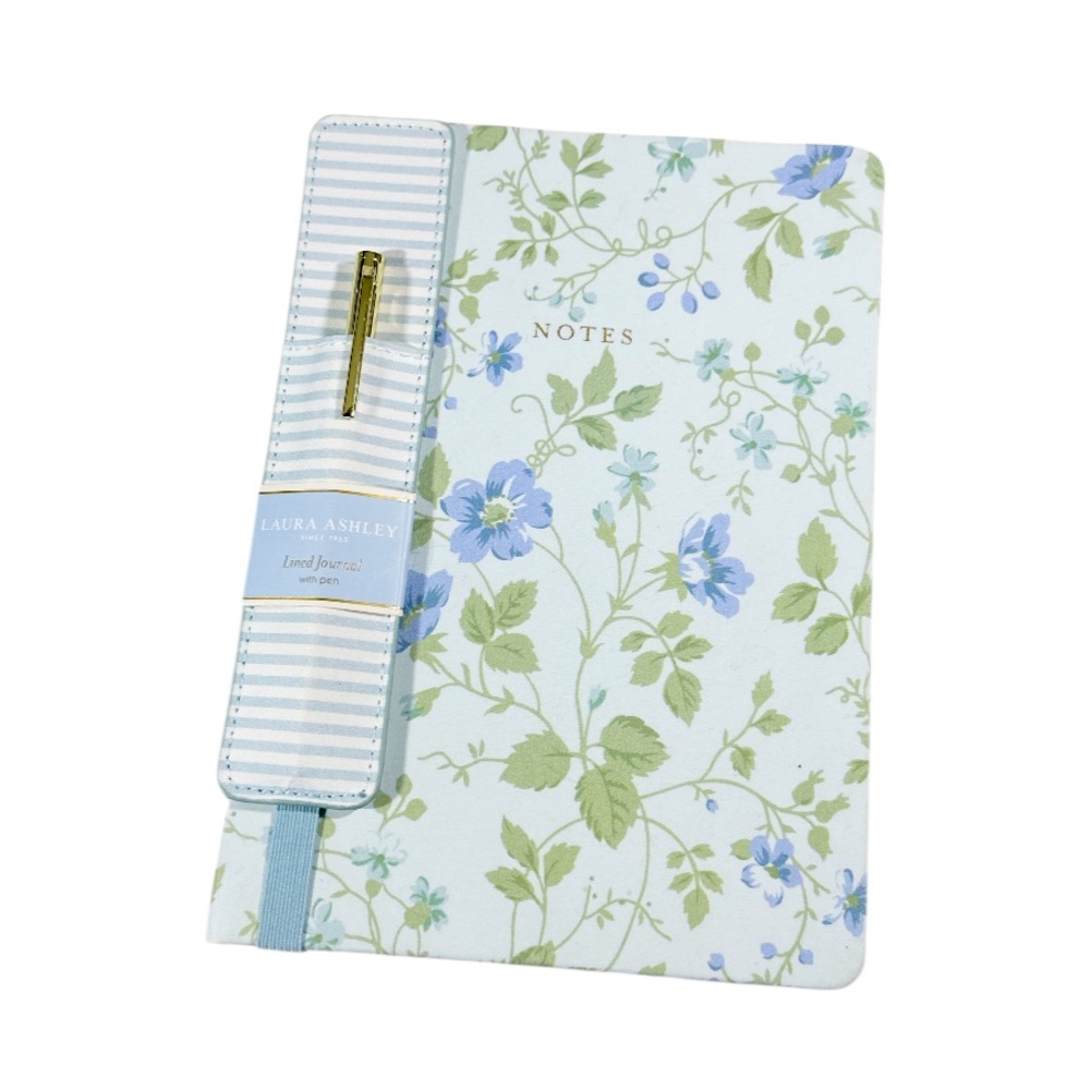 NEW Laura Ashley BLUE & GREEN FLORAL LINED JOURNAL/NOTEBOOK with PEN